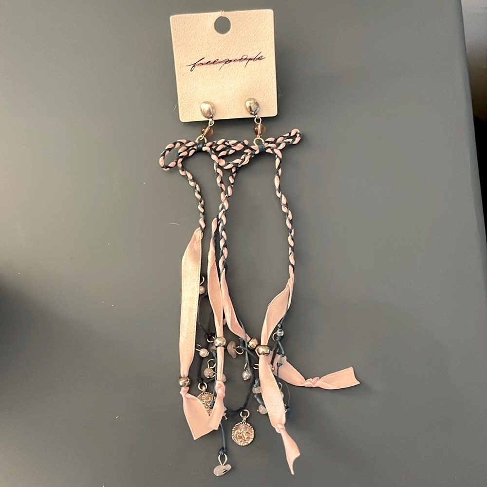Free People blue and pink  Ribbon Earrings